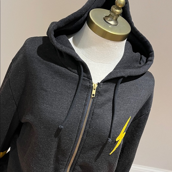 Aviator Nation charcoal grey zip front  Hoodie with lightening rainbow size L - Picture 2 of 11